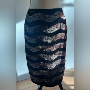 Carlisle Women’s Velvet Silk Blend Pencil Skirt Fully Lined Size 8 Burgundy